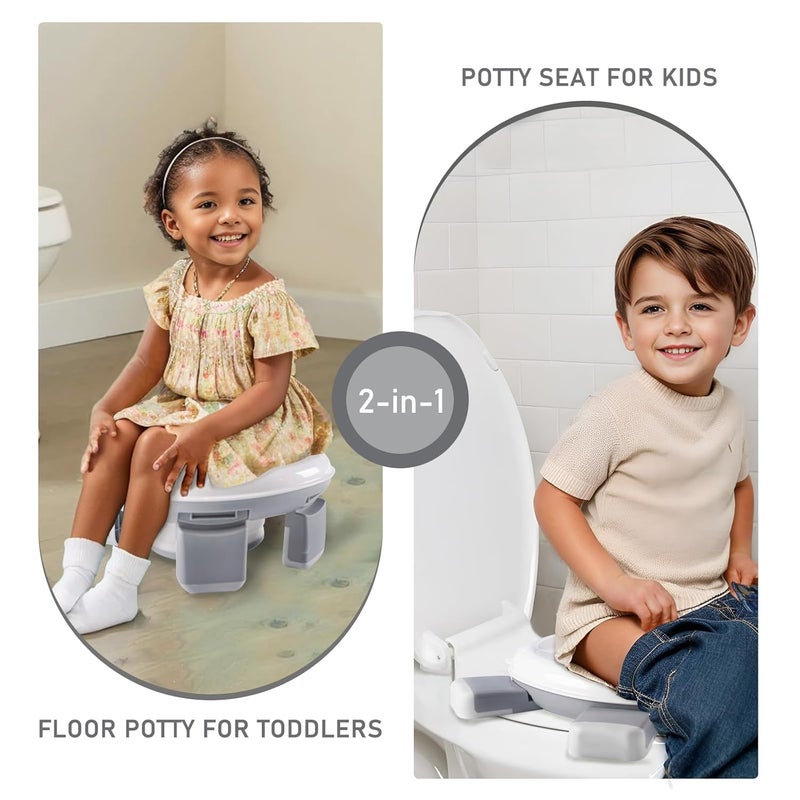Beavtaens Travel Potty, 2 in 1 Stable Training Seat with liners for Toddler, Portable and Foldable Toilet with Handbag, Easy to Set Up and Clean, Apply to Car and Camping with splash guard(Gray) - Image 2